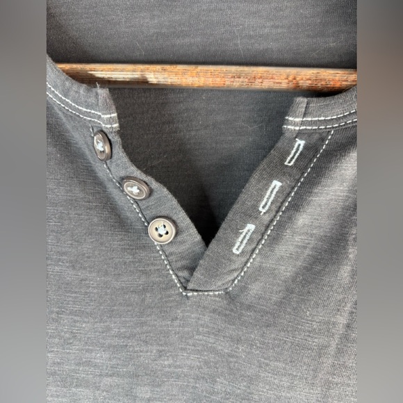 Michael Brandon XL Casual Cotton Charcoal Long Sleeve Henley Shirt - Picture 3 of 7